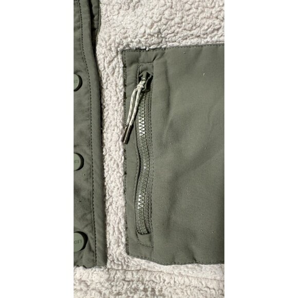 Vuori Cozy Sherpa Popover Women Sherpa Pullover Jacket Cream Green 1/2 Snap - Picture 6 of 12